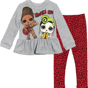 L.O.L. Surprise! Girls Fleece Sweatshirt and Leggings Outfit, size 4